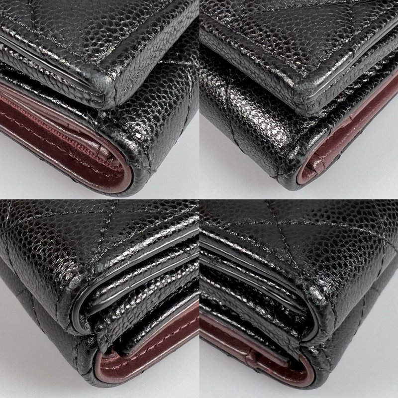 CHANEL CF迷你三折短夾 荔枝黑金 晶片款-8