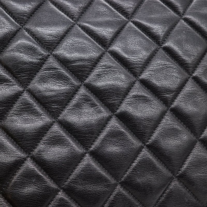 Chanel香奈兒 黑色菱格紋縫線 羊皮 肩背包 托特包-12