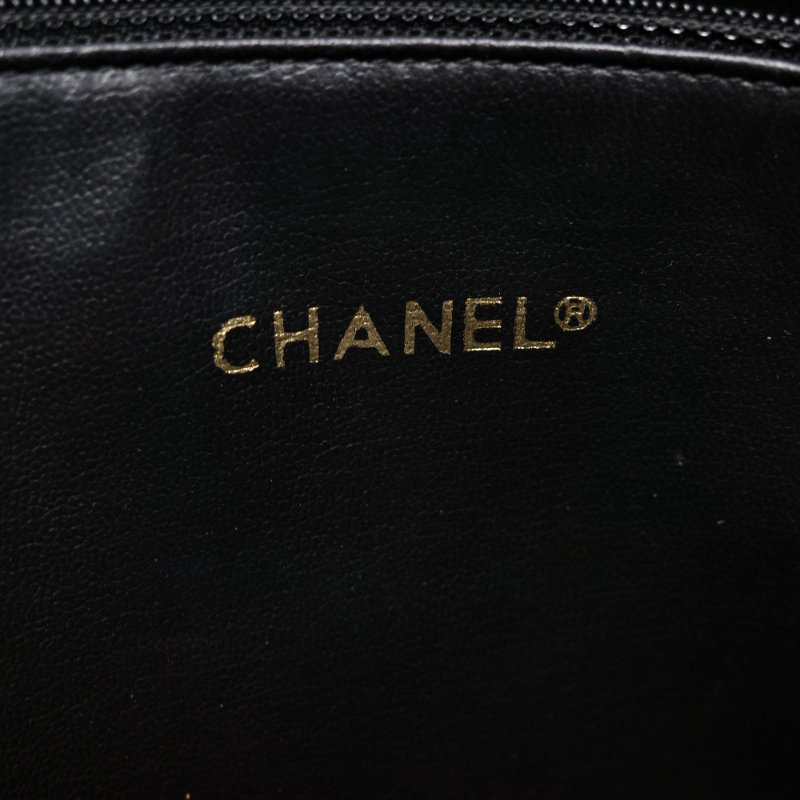 Chanel香奈兒 黑色菱格紋縫線 羊皮 肩背包 托特包-15