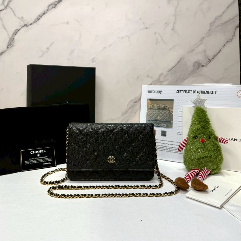 CHANEL WOC 黑金荔枝牛鏈帶包-0