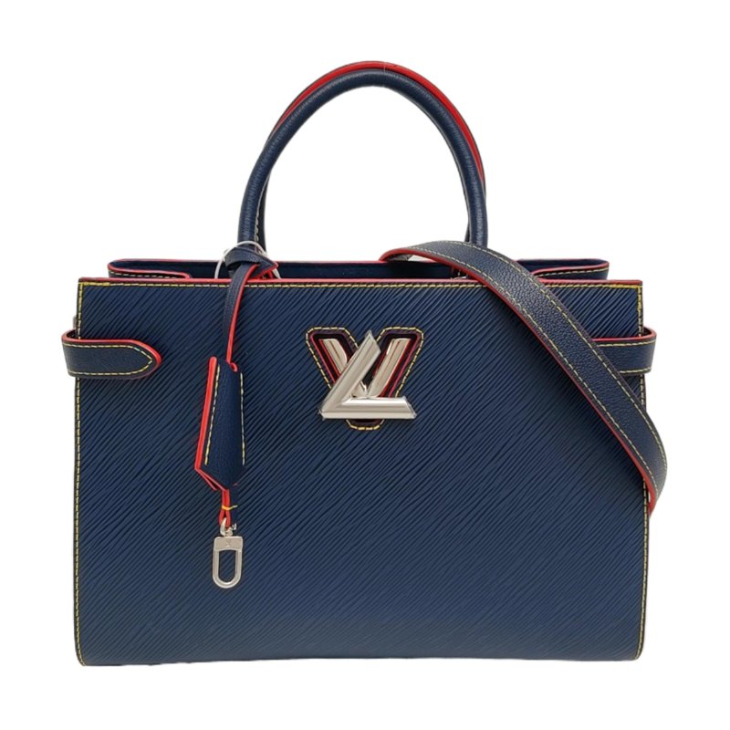 LOUIS VUITTON TWIST深藍色EPI牛皮水波紋單肩包手提包銀色五金可拆卸肩帶-0