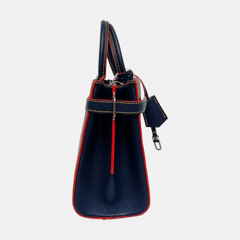 LOUIS VUITTON TWIST深藍色EPI牛皮水波紋單肩包手提包銀色五金可拆卸肩帶-3