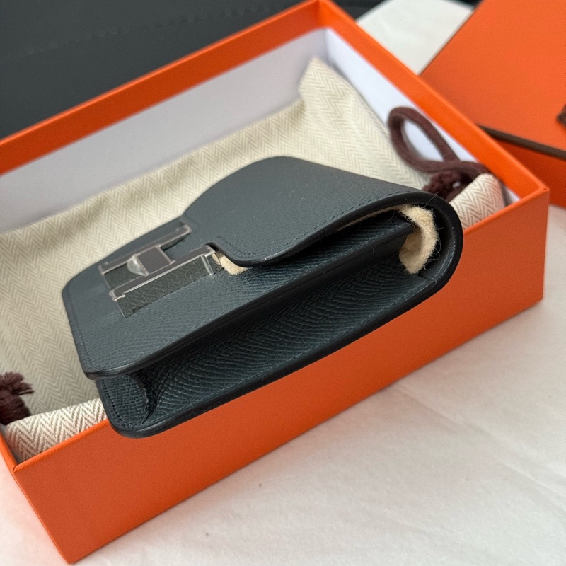 閒置新，未使用 hermes愛馬仕康康 琺瑯扣slim  E皮 W刻 24年霧灰色最新琺瑯扣-2