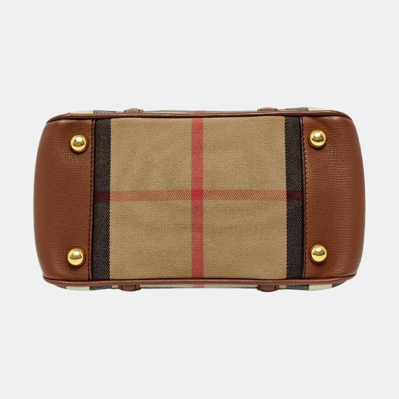 BURBERRY Milverton卡其色帆布單肩包手提包斜挎包金色五金可拆卸肩帶-5