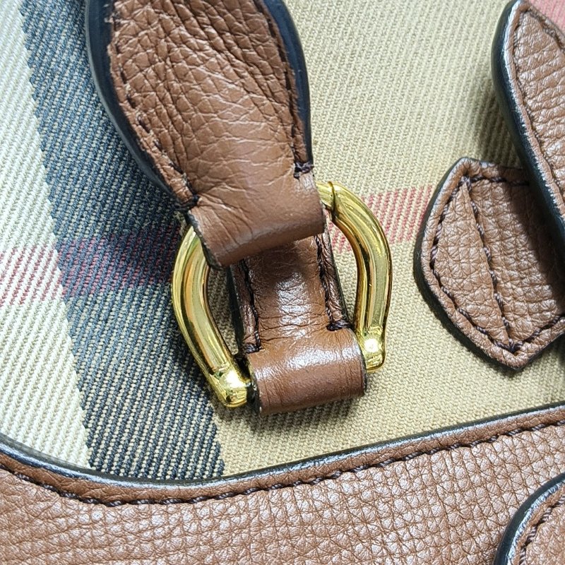 BURBERRY Milverton卡其色帆布單肩包手提包斜挎包金色五金可拆卸肩帶-9