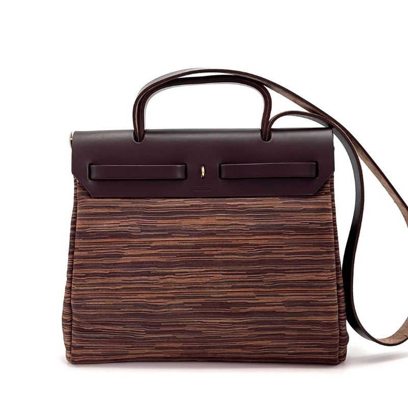 HERMES 羊切皮Herbag31手提肩背斜背包31*26*10 98新配件盒子塵袋-6