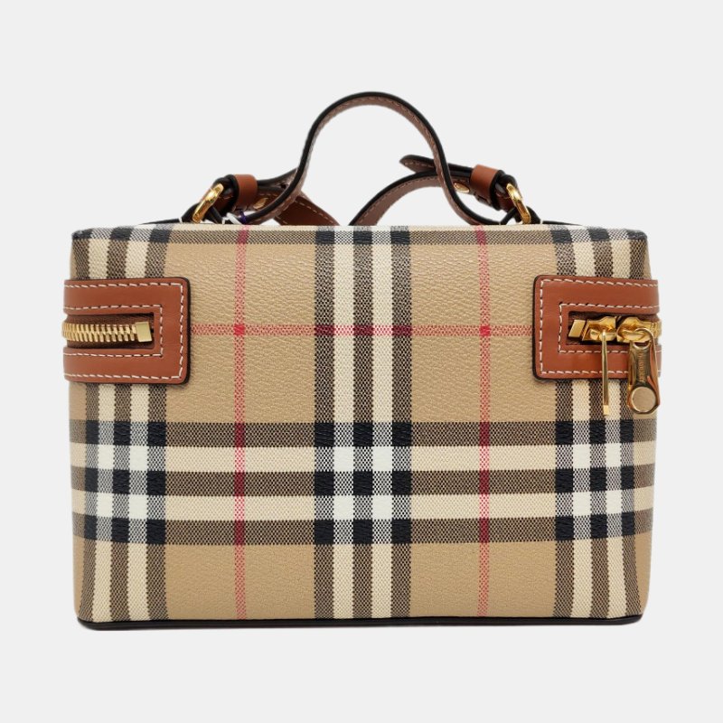 BURBERRY卡其色塗層帆布單肩包手提包斜挎包金色五金可拆卸肩帶 9.8新-4