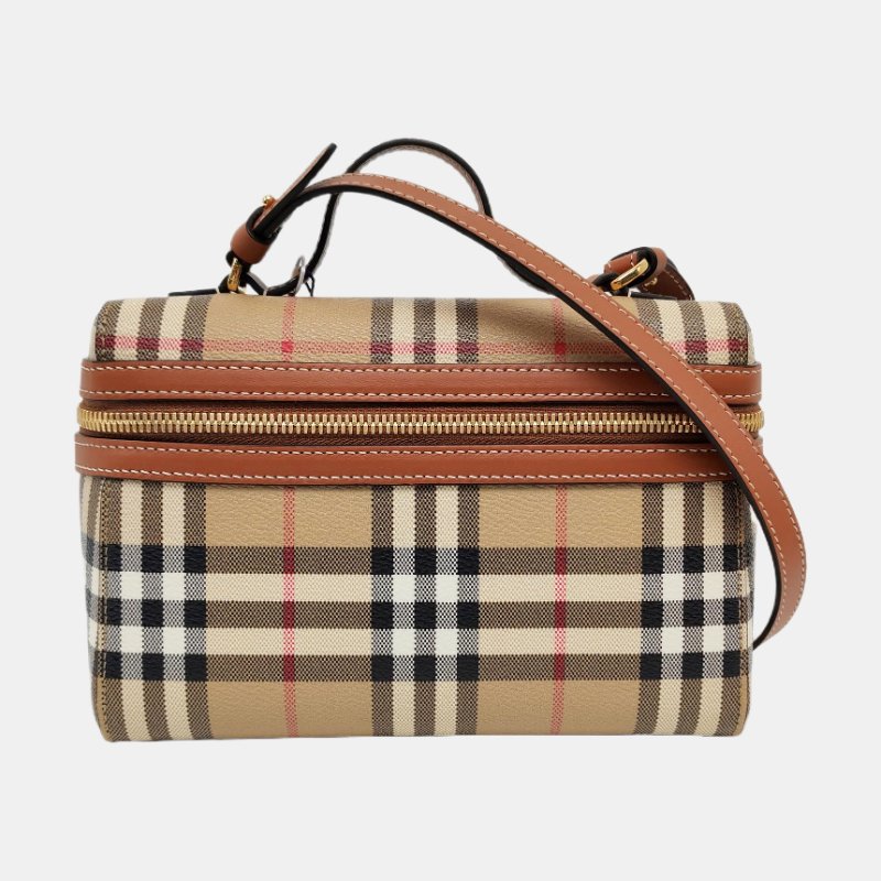 BURBERRY卡其色塗層帆布單肩包手提包斜挎包金色五金可拆卸肩帶 9.8新-7