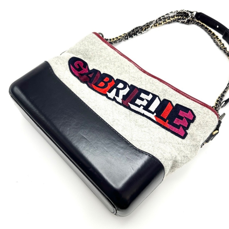 CHANEL 毛呢刺繡字母 流浪肩背斜背包28*23*10 98新配件保卡塵袋-3