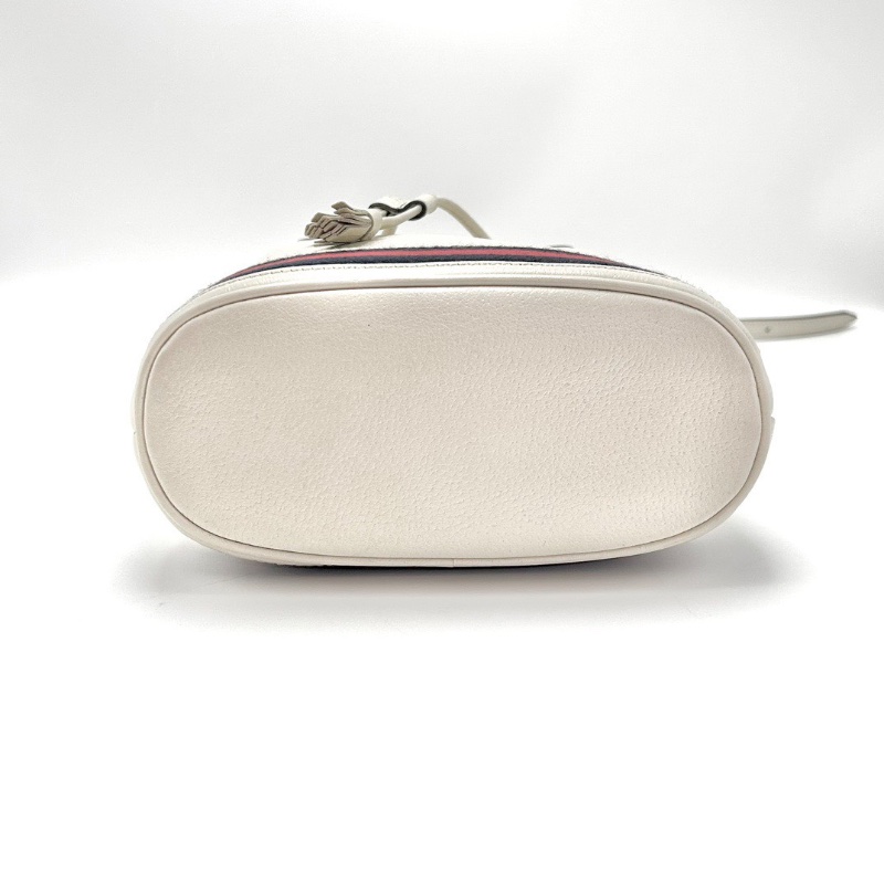 GUCCI白色拼條紋金扣抽繩水桶包20*25*9.5 98新配件塵袋-3