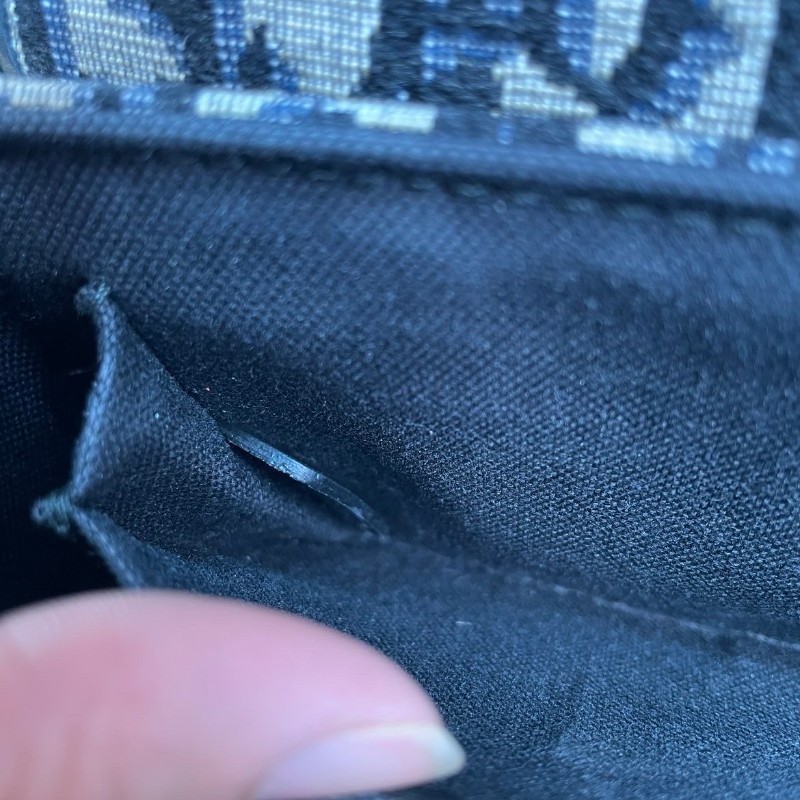 【 DIOR迪奧 30 Montaigne蒙田系列 Oblique刺繡老花滿印寬肩帶翻蓋 皮革 小方包手提單肩斜挎包 女款 牛仔藍色】-19