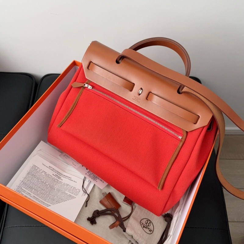 99新 hermes愛馬仕紅棕拼色herbag31 B刻  無盒-2