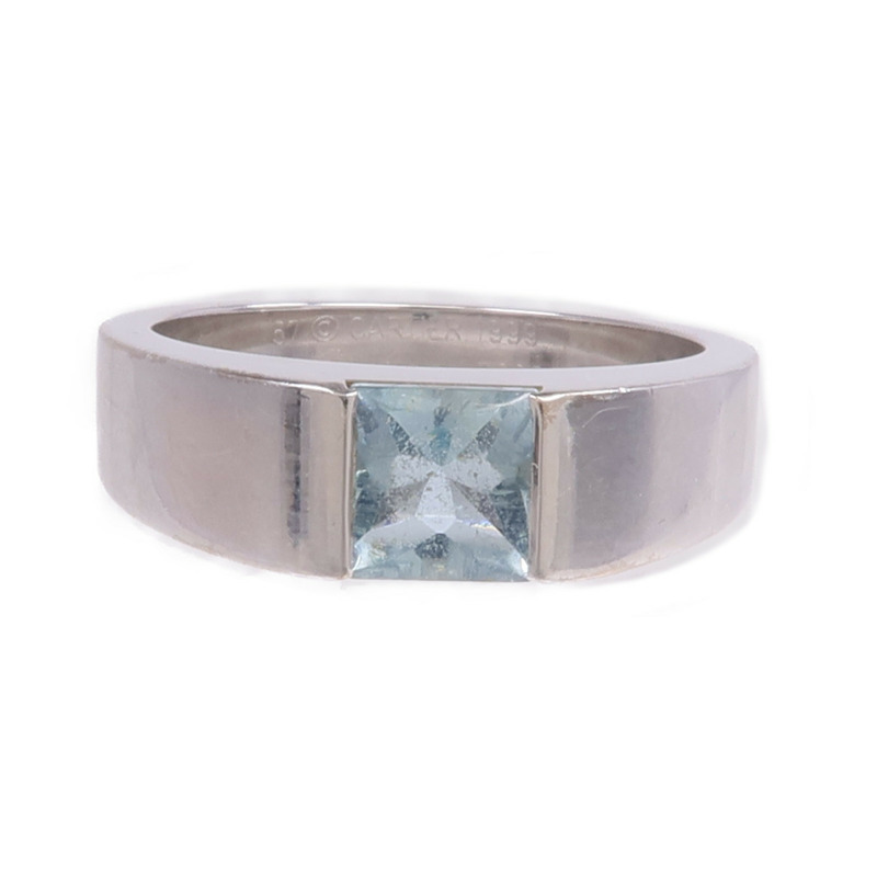 CARTIER 18K白金Tank Ring藍晶戒指Cartier#57/US#8-1