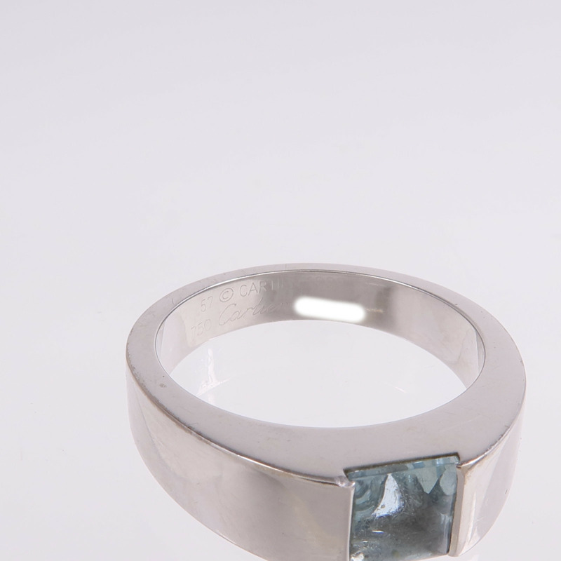 CARTIER 18K白金Tank Ring藍晶戒指Cartier#57/US#8-4