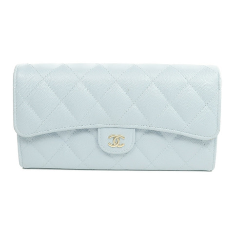 CHANEL 牛皮皮革Long Wallet金扣長錢包