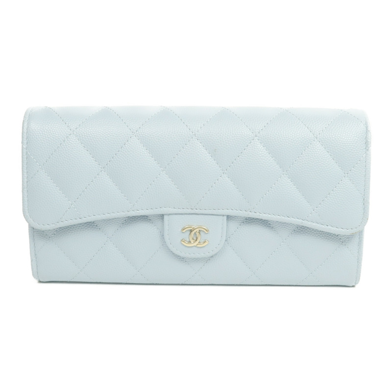 CHANEL 牛皮皮革Long Wallet金扣長錢包-0