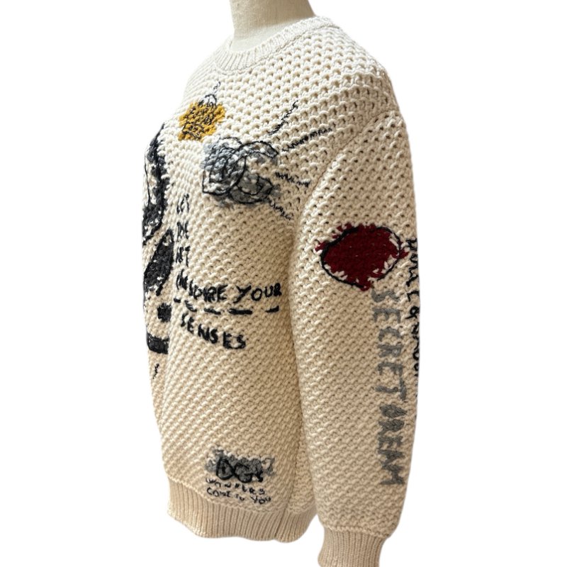 D&G米白色圖案冬季毛衣-1