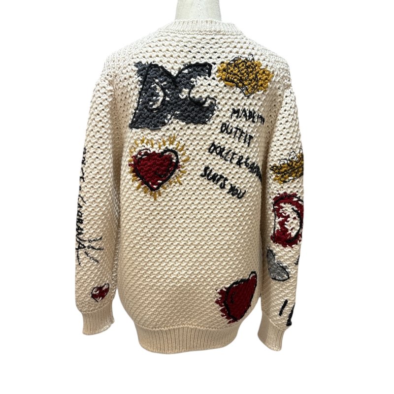 D&G米白色圖案冬季毛衣-2