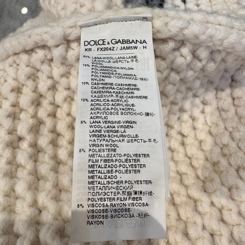 D&G米白色圖案冬季毛衣-7