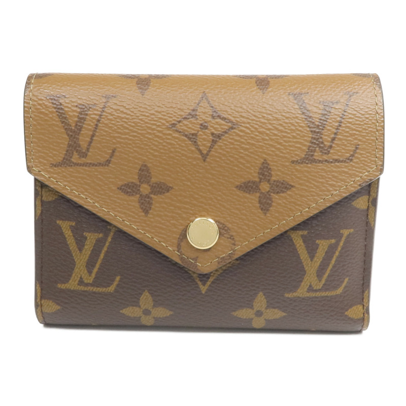 LOUIS VUITTON Monogram/Monogram Reverse Victorine Wallet金扣錢包棕色-0