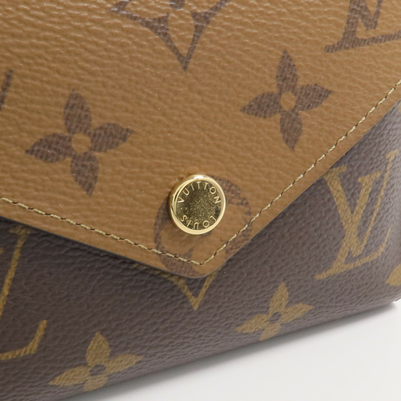 LOUIS VUITTON Monogram/Monogram Reverse Victorine Wallet金扣錢包棕色-10