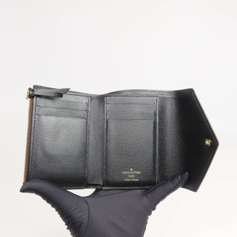 LOUIS VUITTON Monogram/Monogram Reverse Victorine Wallet金扣錢包棕色-11