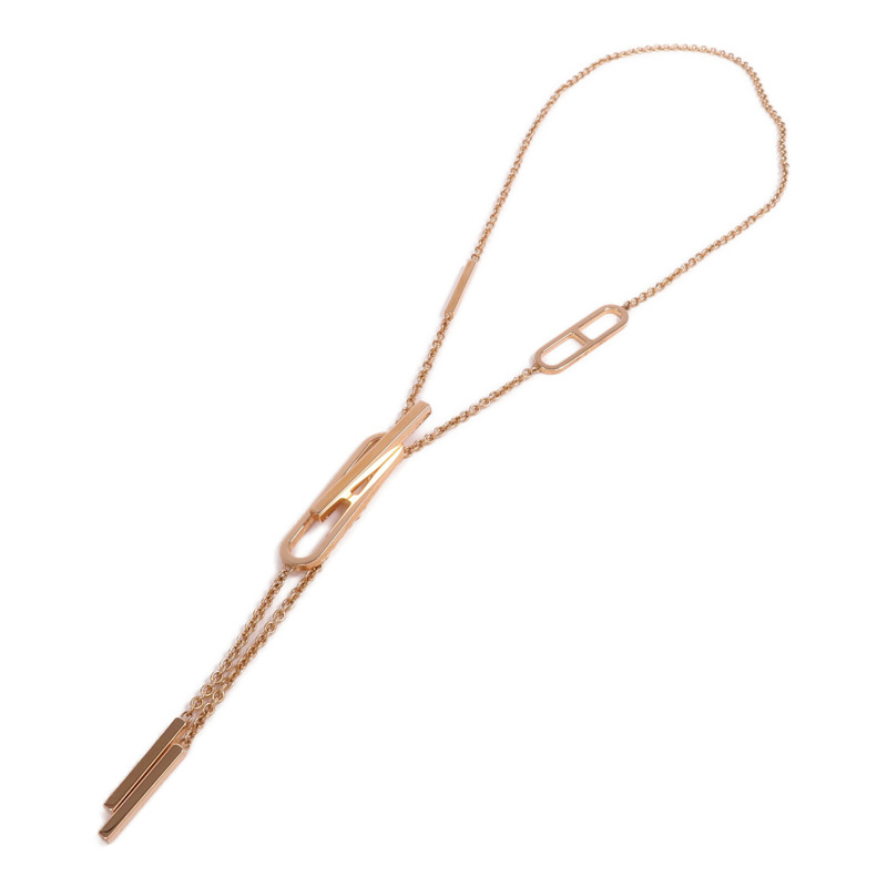 HERMES 18K玫瑰金Ever Chaine d'ancre Long Lariat Necklace項鍊-3