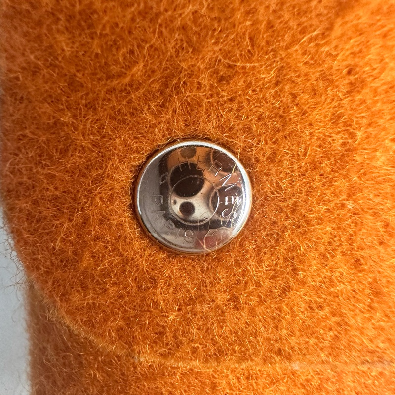 HERMES 中古Etui Cartes GM 橘色毛氈撲克牌套 多功能收納盒-10