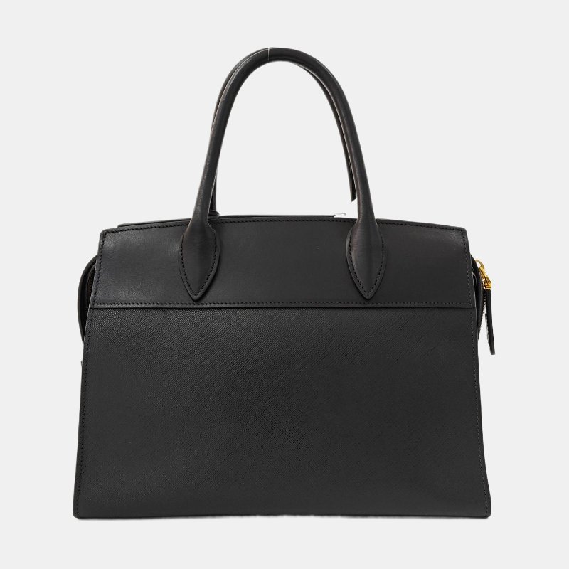 PRADA Esplanade黑色牛皮十字紋單肩包金色五金可拆卸肩帶 9.8新-4