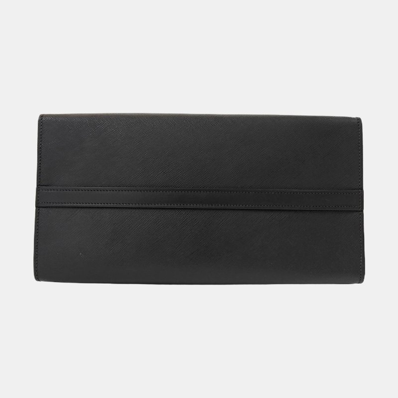 PRADA Esplanade黑色牛皮十字紋單肩包金色五金可拆卸肩帶 9.8新-5