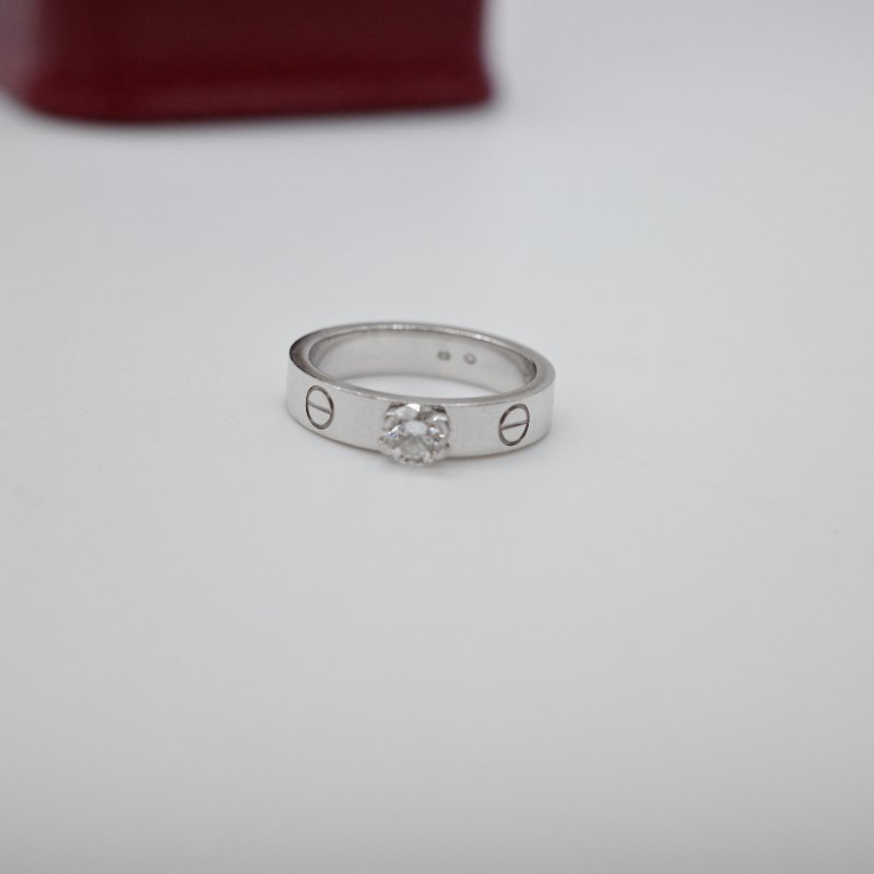 Cartier 卡地亞Love 18K 白金 三鑽 戒指-2