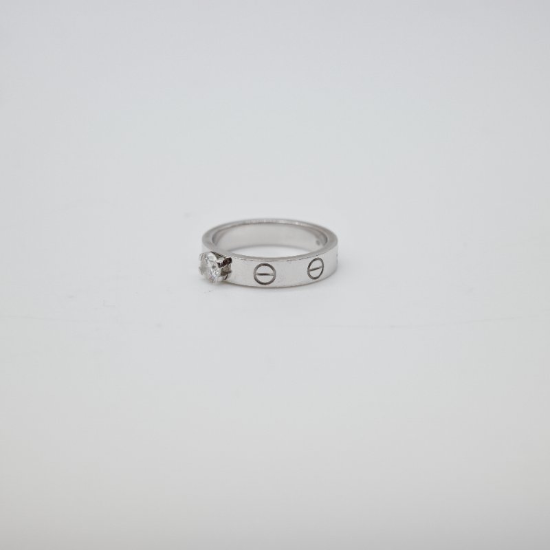 Cartier 卡地亞Love 18K 白金 三鑽 戒指-3
