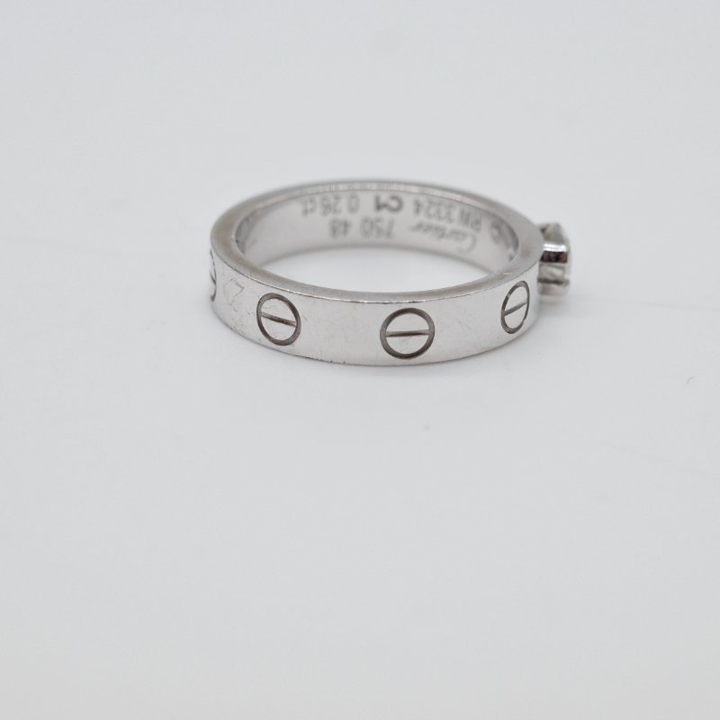 Cartier 卡地亞Love 18K 白金 三鑽 戒指-6