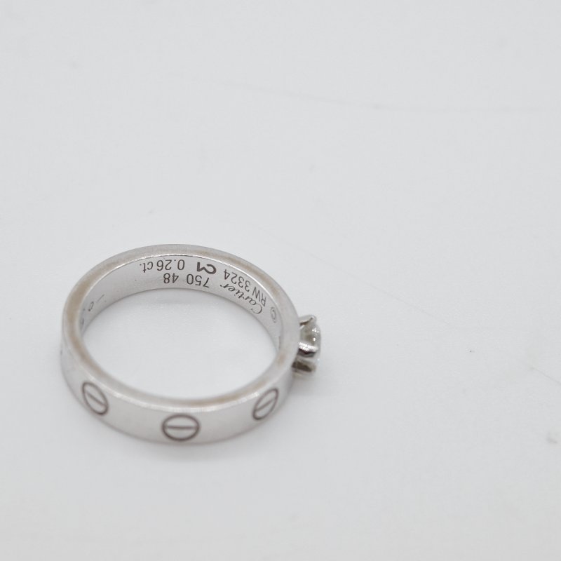 Cartier 卡地亞Love 18K 白金 三鑽 戒指-7