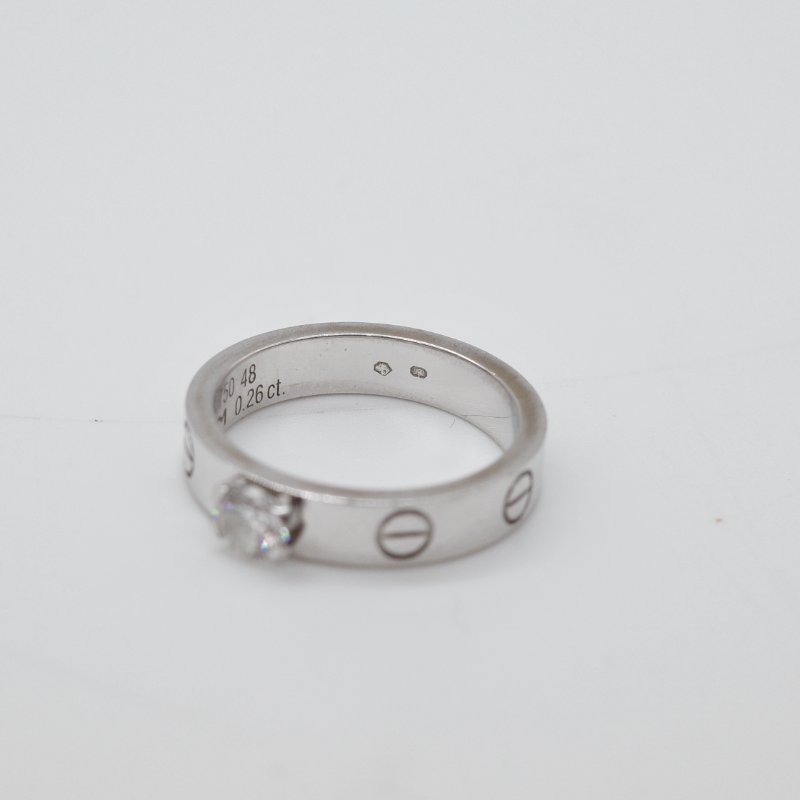 Cartier 卡地亞Love 18K 白金 三鑽 戒指-10