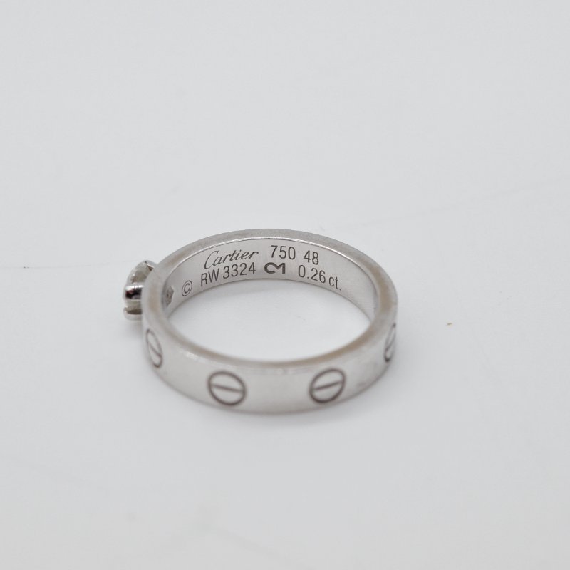 Cartier 卡地亞Love 18K 白金 三鑽 戒指-12