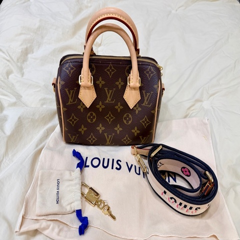 LV speedy 20 經典老花 新款 刺繡寬背帶 路易威登 Louis Vuitton  M46234
