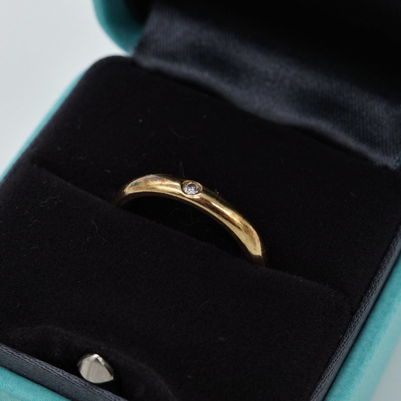 Tiffany & Co. 蒂芙尼 Elsa Peretti 18K 黃金鑲嵌 單鑽線戒-2