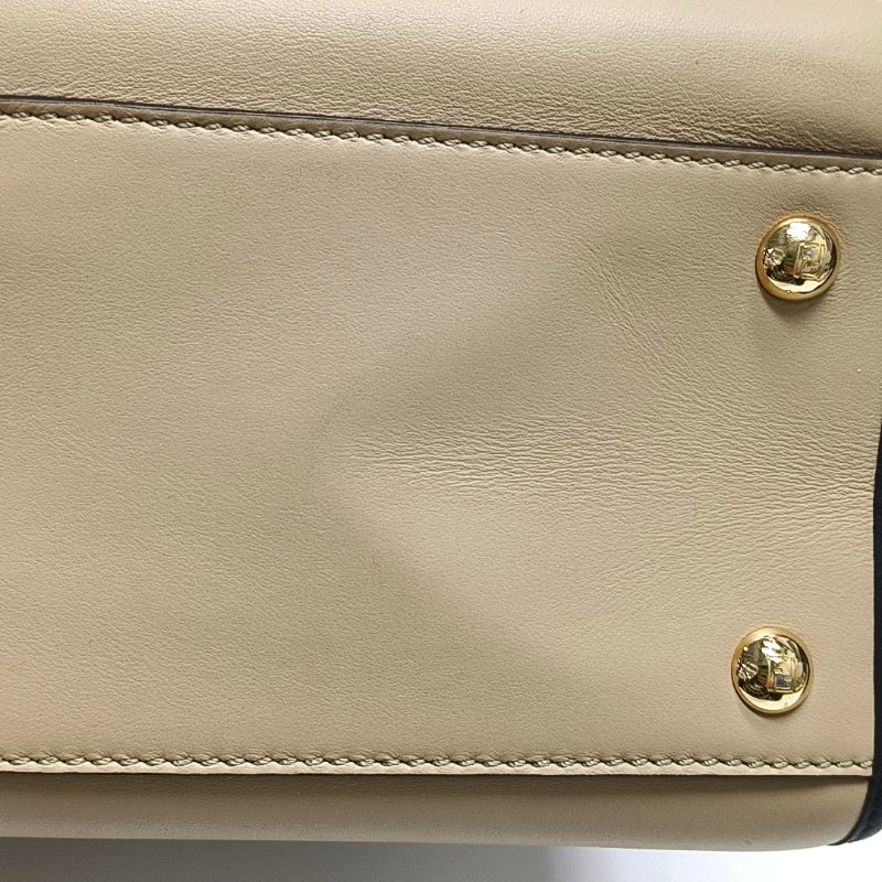 FENDI Runaway卡其色牛皮單肩包手提包斜挎包金色銀色五金2條可拆卸肩帶-9