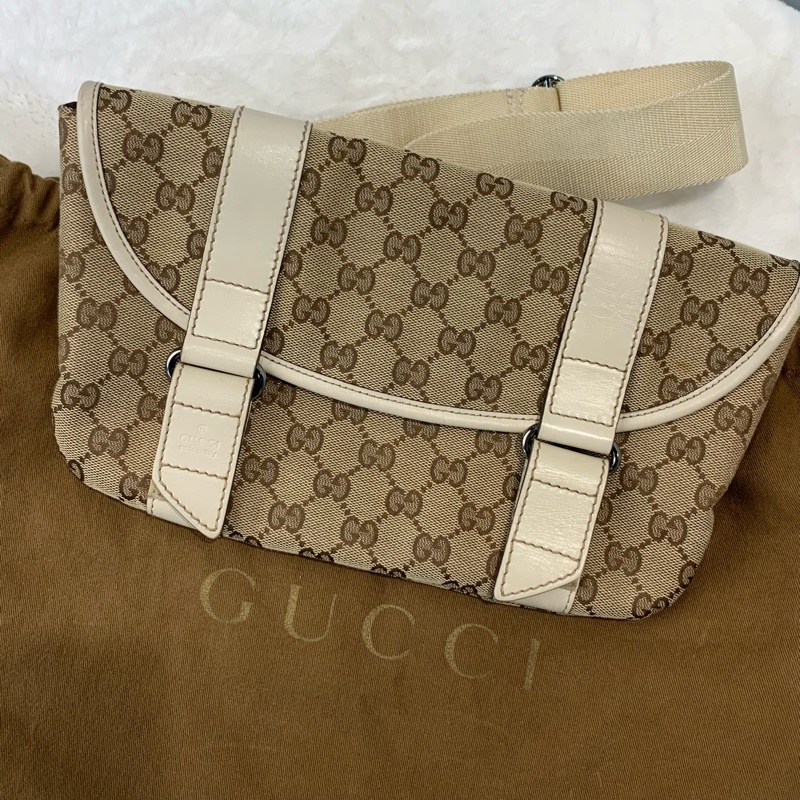 Gucci老花圖案帆布胸或腰包-0