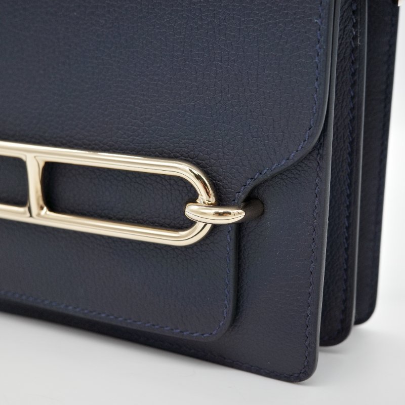 Hermès愛馬仕Mini Roulis 豬鼻子 深藍 牛皮 肩背包-8