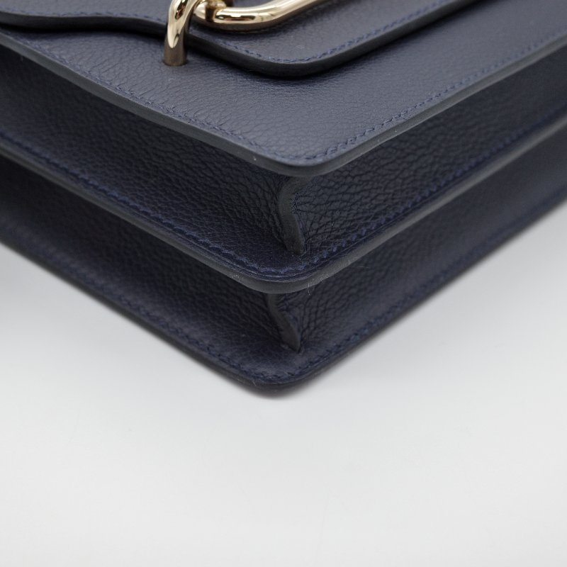 Hermès愛馬仕Mini Roulis 豬鼻子 深藍 牛皮 肩背包-9