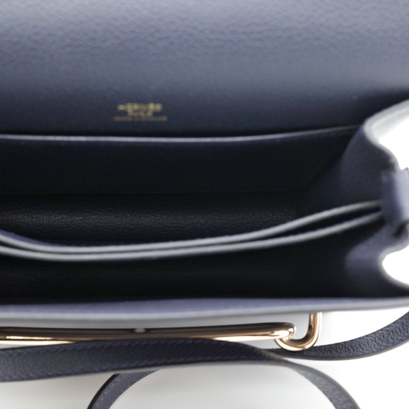 Hermès愛馬仕Mini Roulis 豬鼻子 深藍 牛皮 肩背包-15