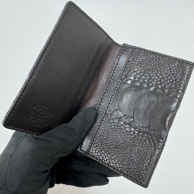 TODS 黑色鱷魚皮卡包 vintage 二手 中古-9