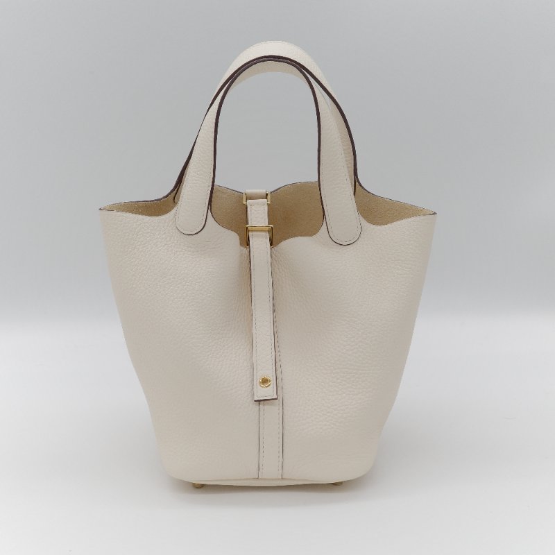 （台灣購證♥️閒置未使用） Hermès愛馬仕Picotin Lock 18 菜籃子 奶油白 奶昔白 牛皮 手提包-2