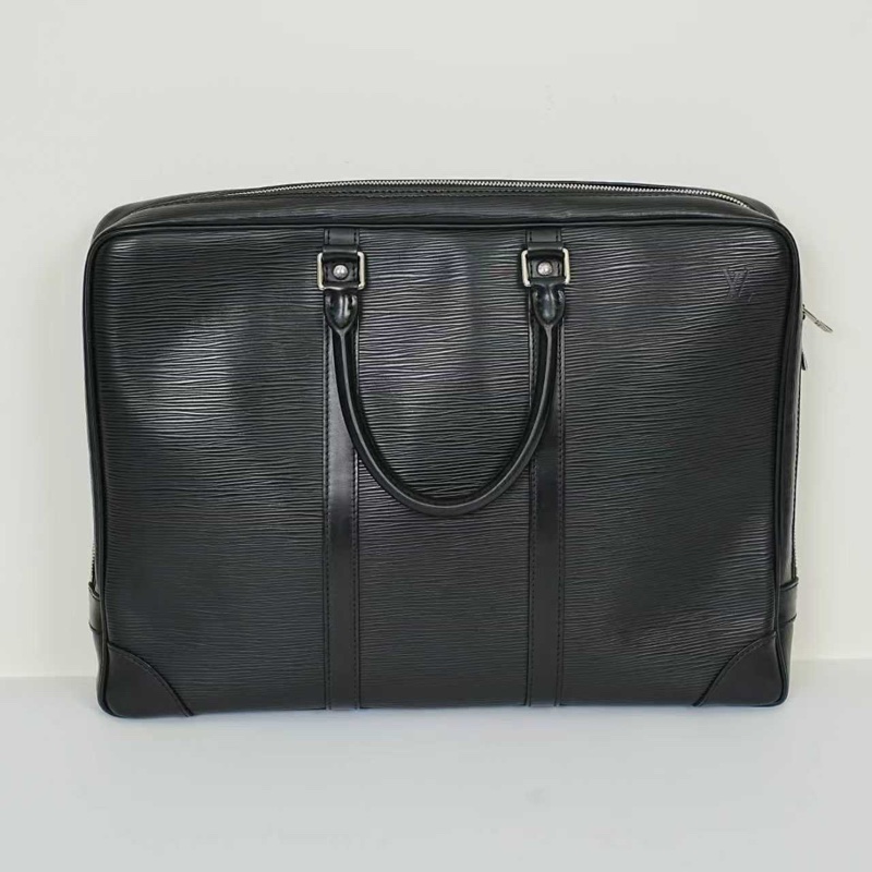 Lv路易威登男士黑色啞光皮公文包 尺寸：40*30*6--0