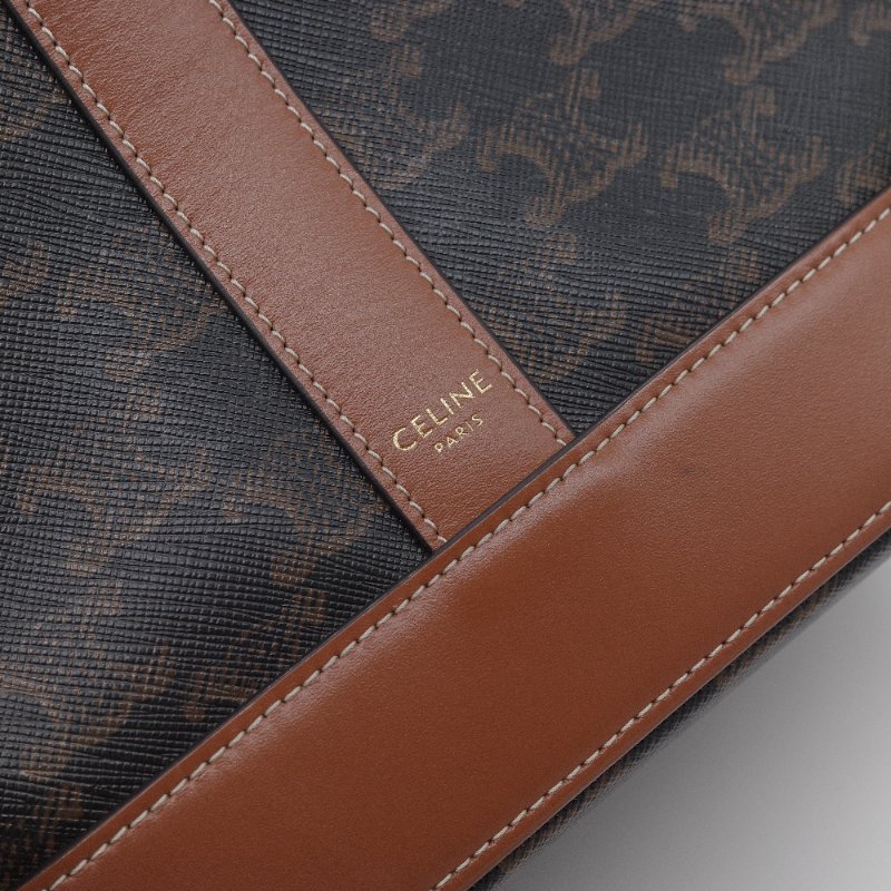 Celine 思琳 Bucket Small 經典凱旋門老花 帆布 小牛皮 水桶包 肩背包-5