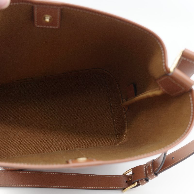 Celine 思琳 Bucket Small 經典凱旋門老花 帆布 小牛皮 水桶包 肩背包-16