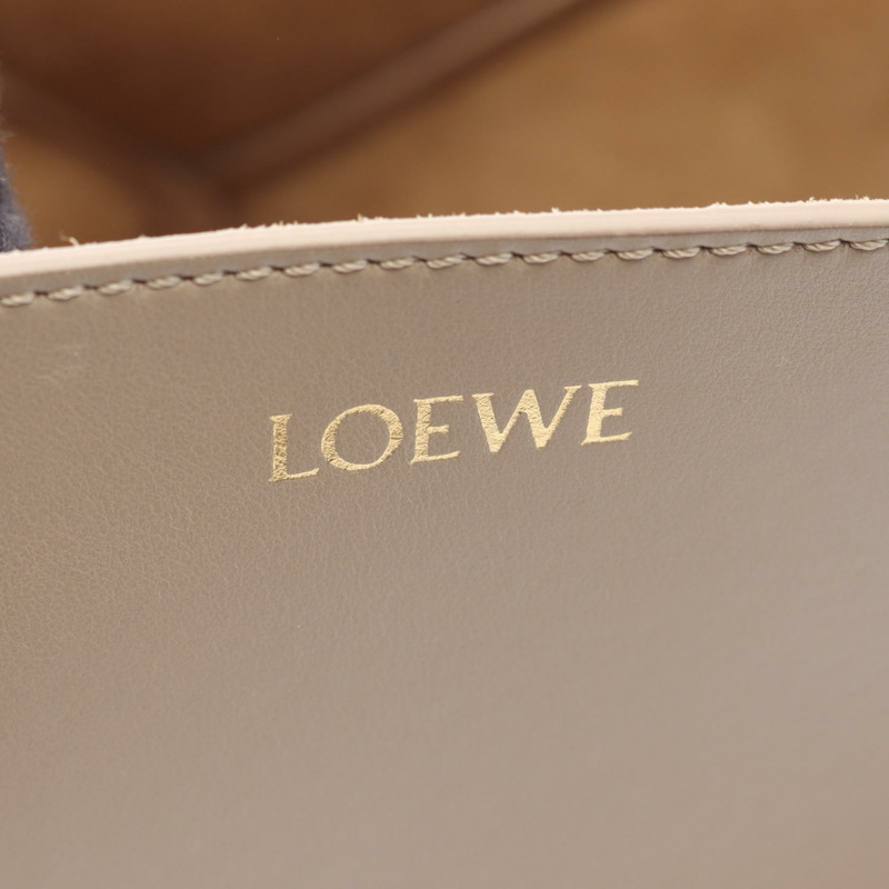 LOEWE PUZZLE TOTE 單肩托特包 A657G50X01 皮革 米色 二手 女士-3