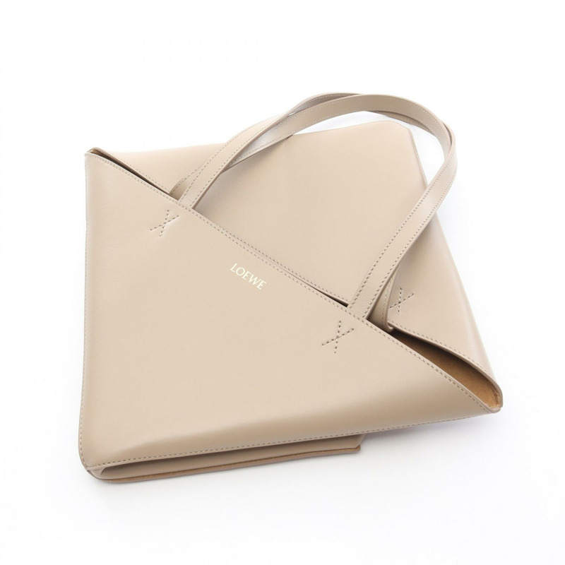 LOEWE PUZZLE TOTE 單肩托特包 A657G50X01 皮革 米色 二手 女士-4